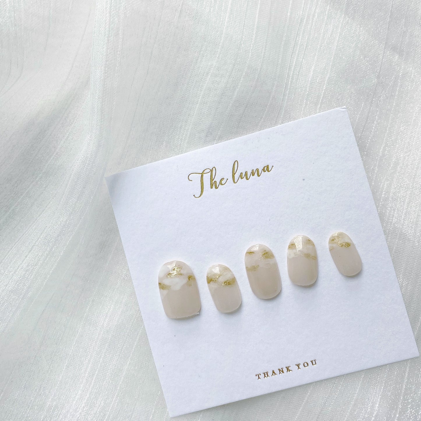 米色白金雲甲片(可重用)