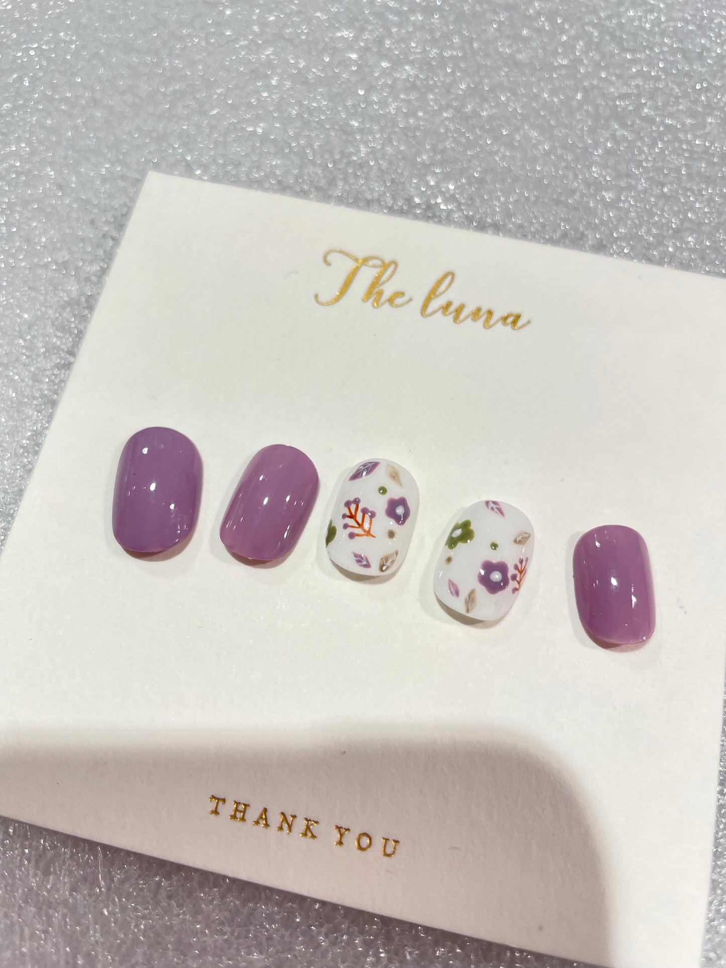 春日手繪花甲片 (紫色/藍色) (可重用)