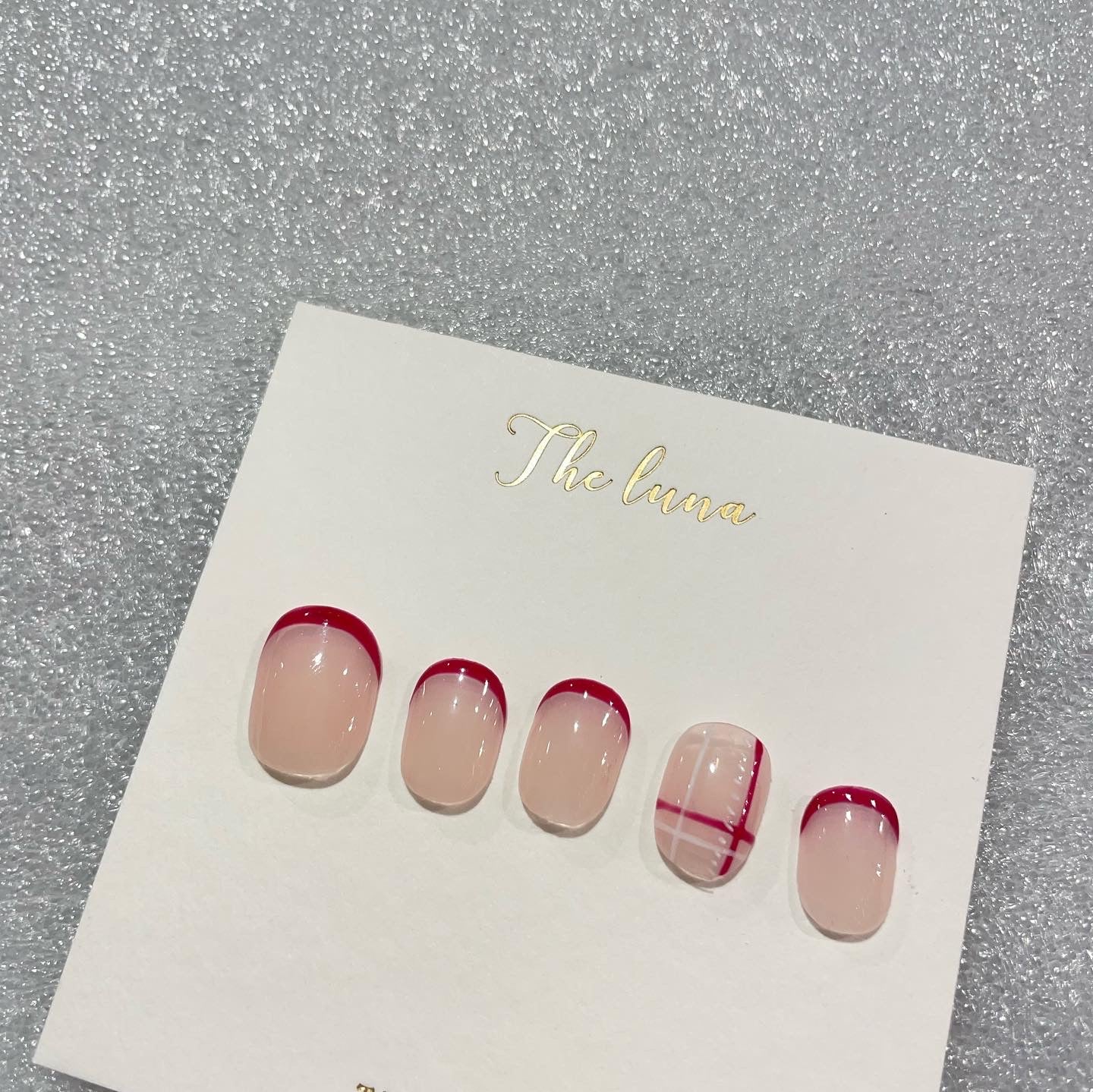 新年系列~紅色法式配格紋(可重用)