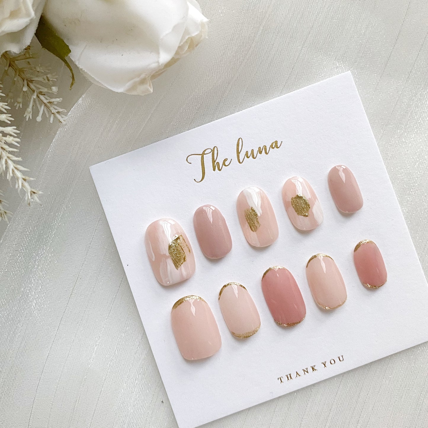 日系簡單甲片 （筆刷/金邊）(可重用)