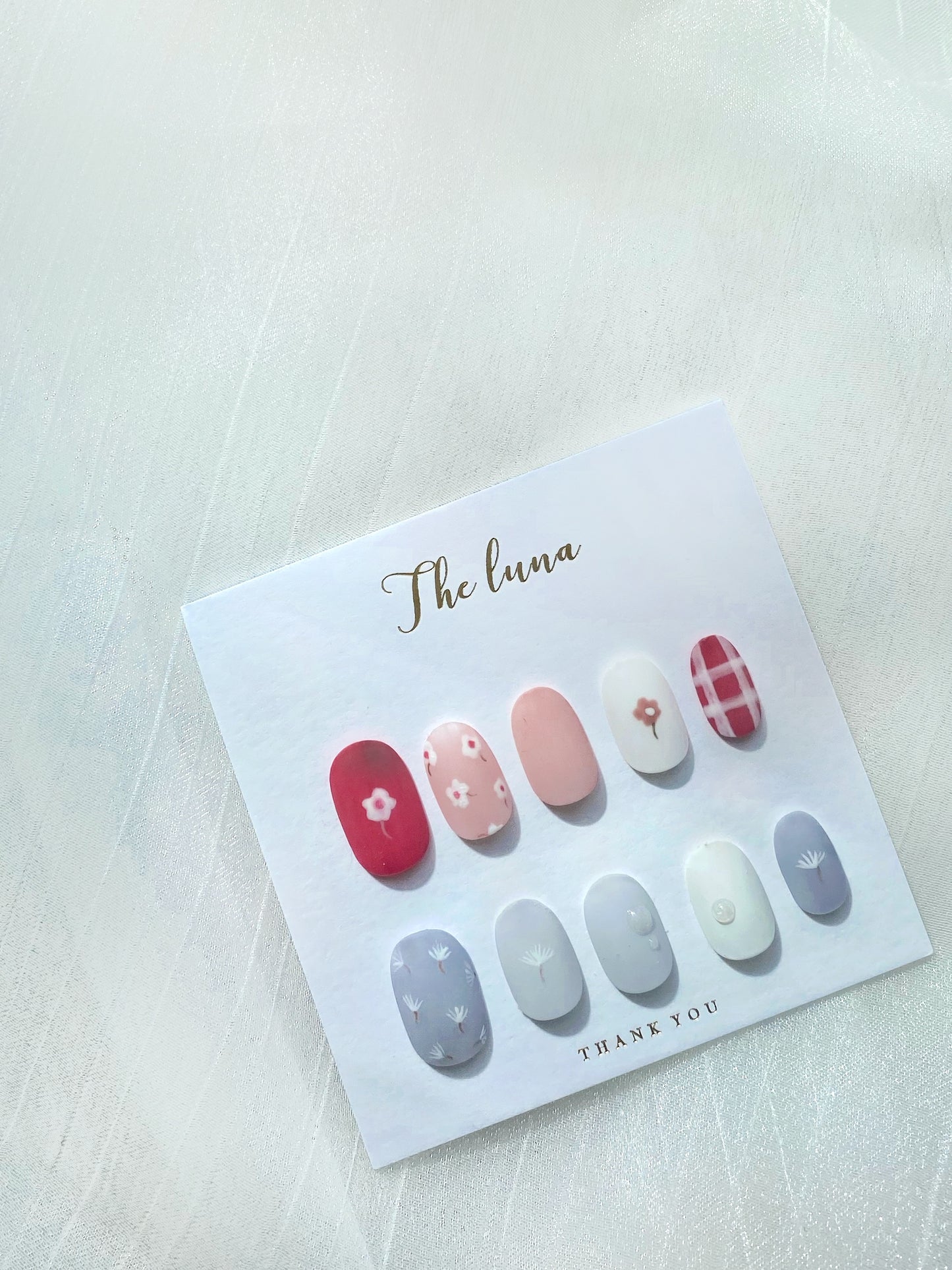 霧面手繪花甲片 (小花/蒲公英) (可重用)