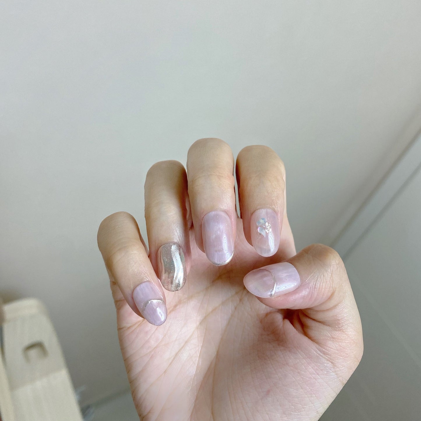 紫粉暈染銀鏡面甲片(可重用)