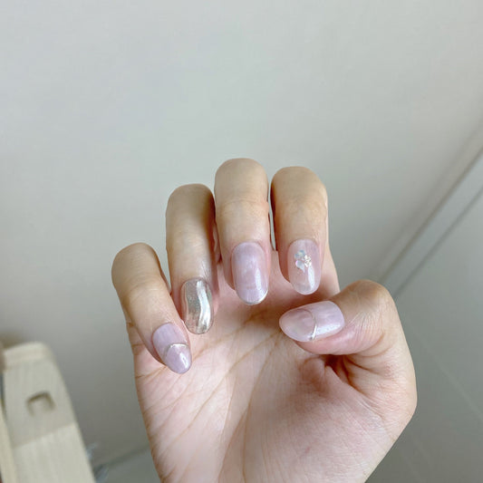 紫粉暈染銀鏡面甲片(可重用)