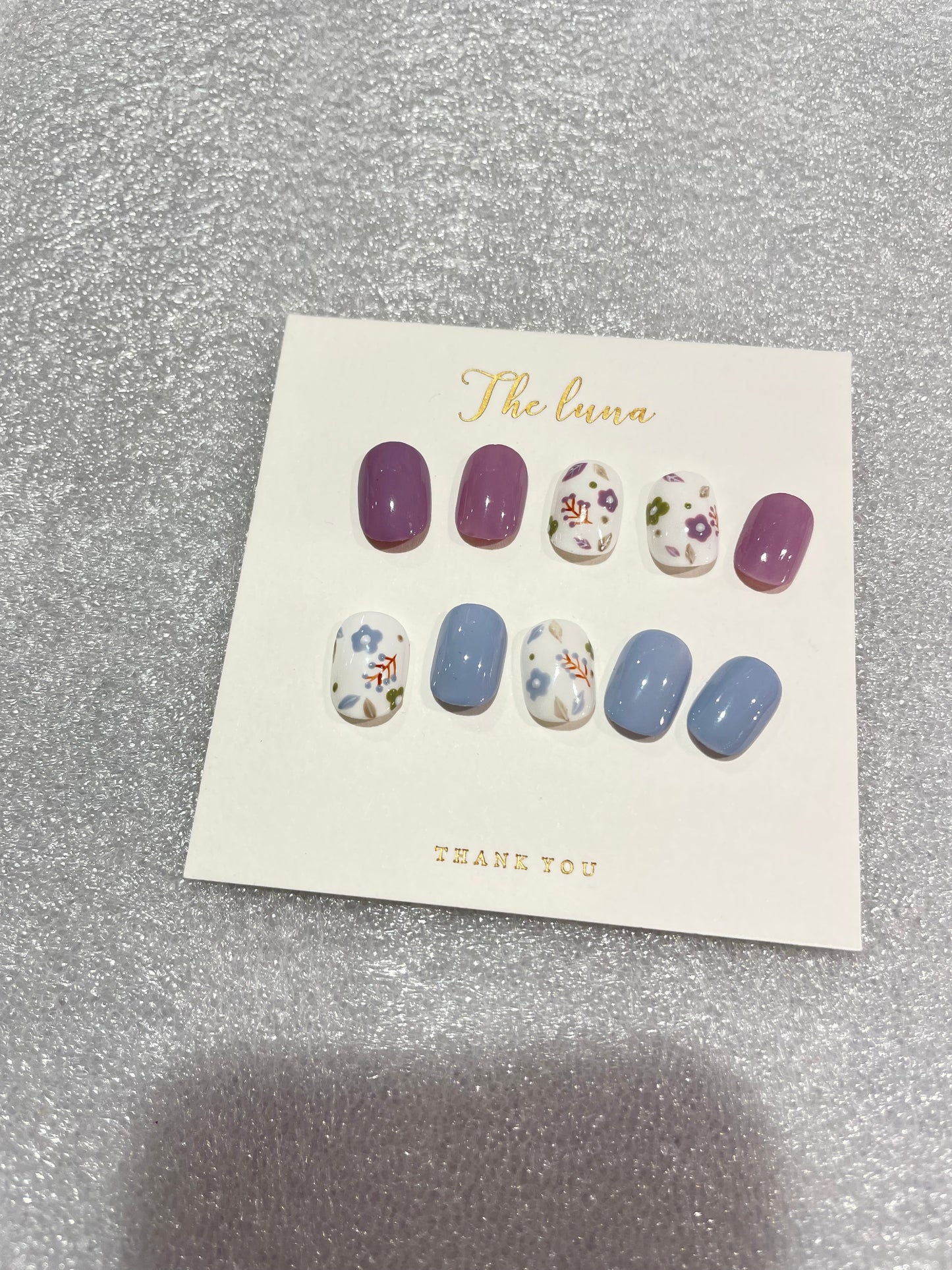 春日手繪花甲片 (紫色/藍色) (可重用)