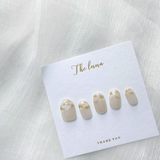 米色白金雲甲片(可重用)