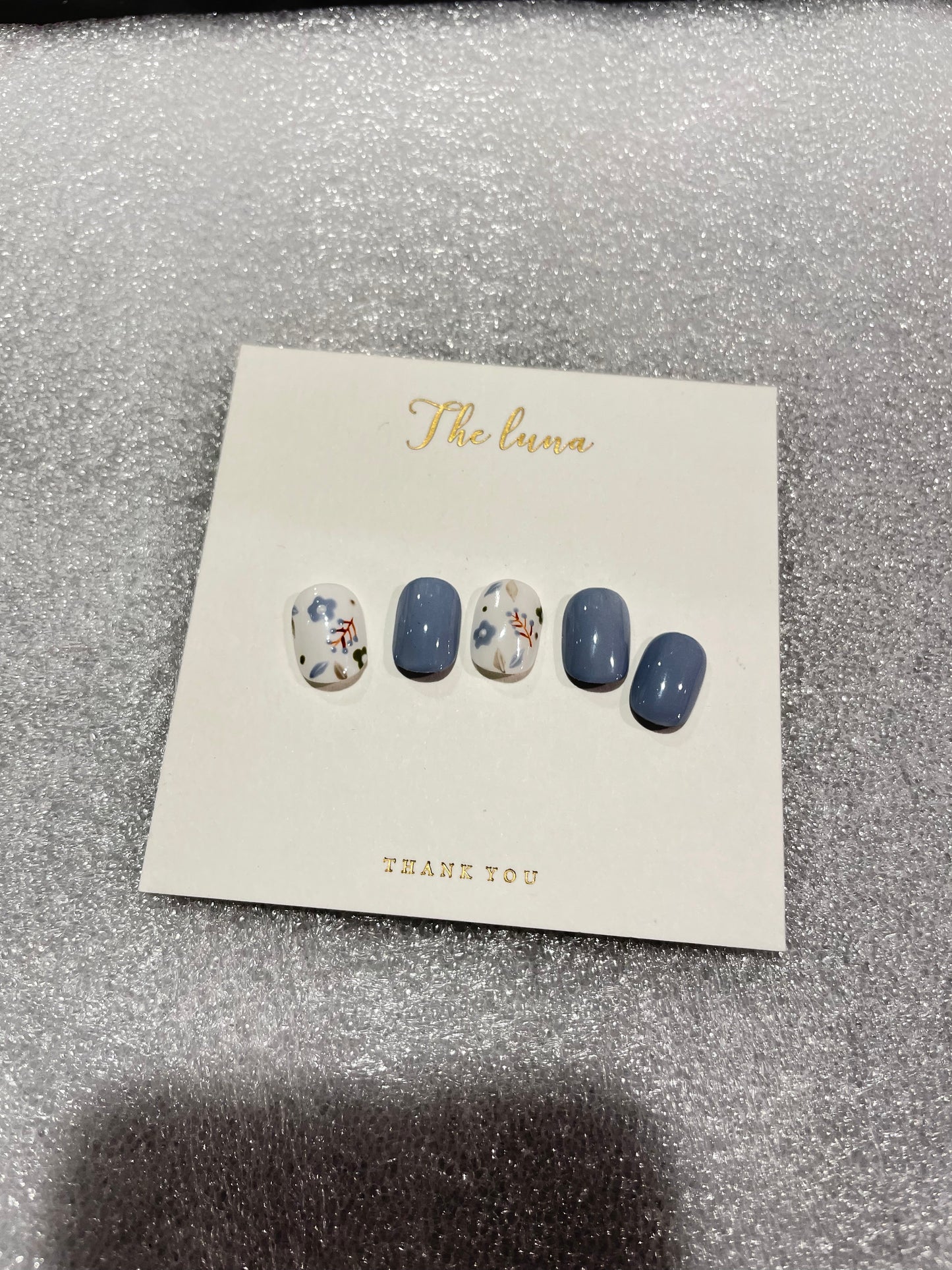 春日手繪花甲片 (紫色/藍色) (可重用)