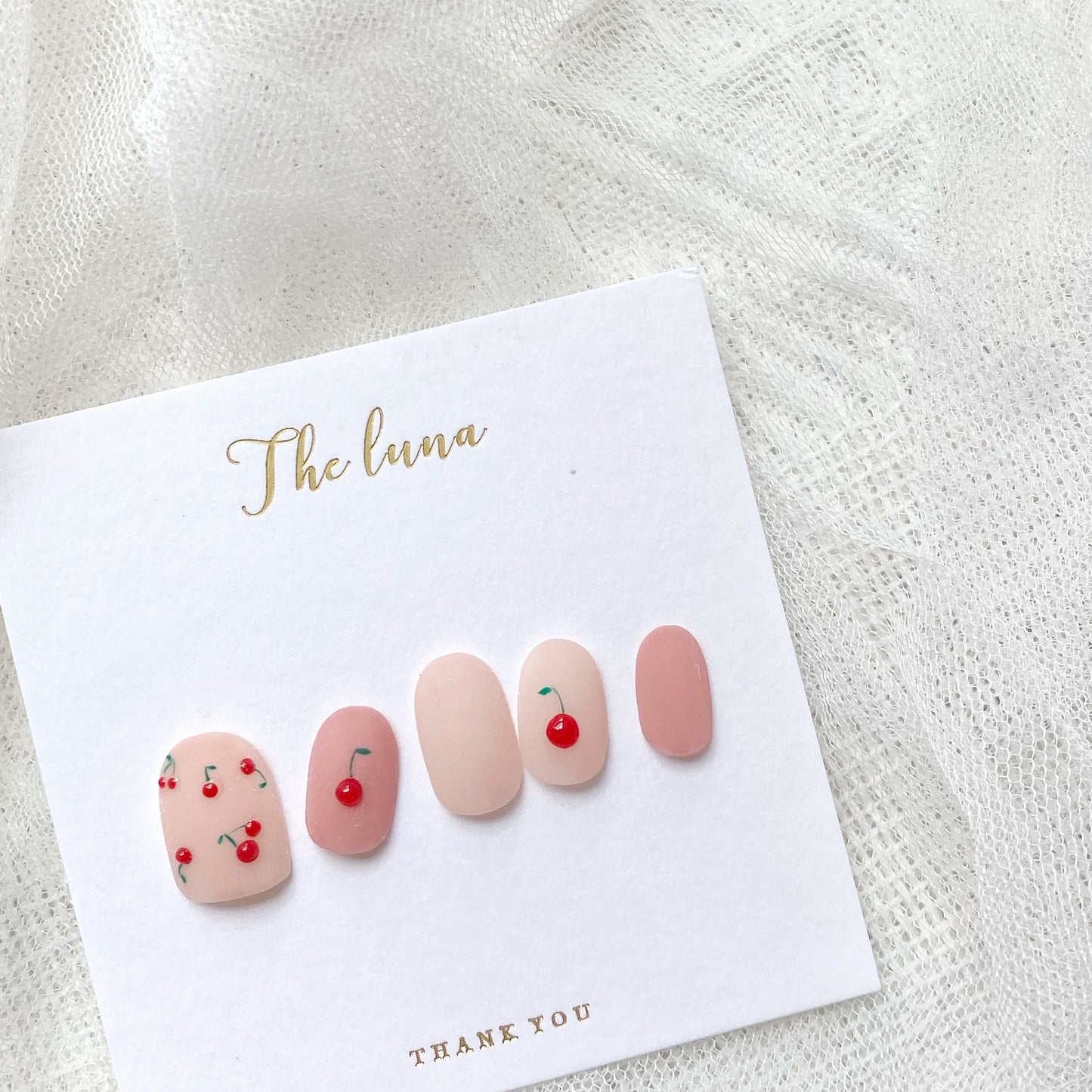 霧面手繪3D車厘子甲片（可重用）