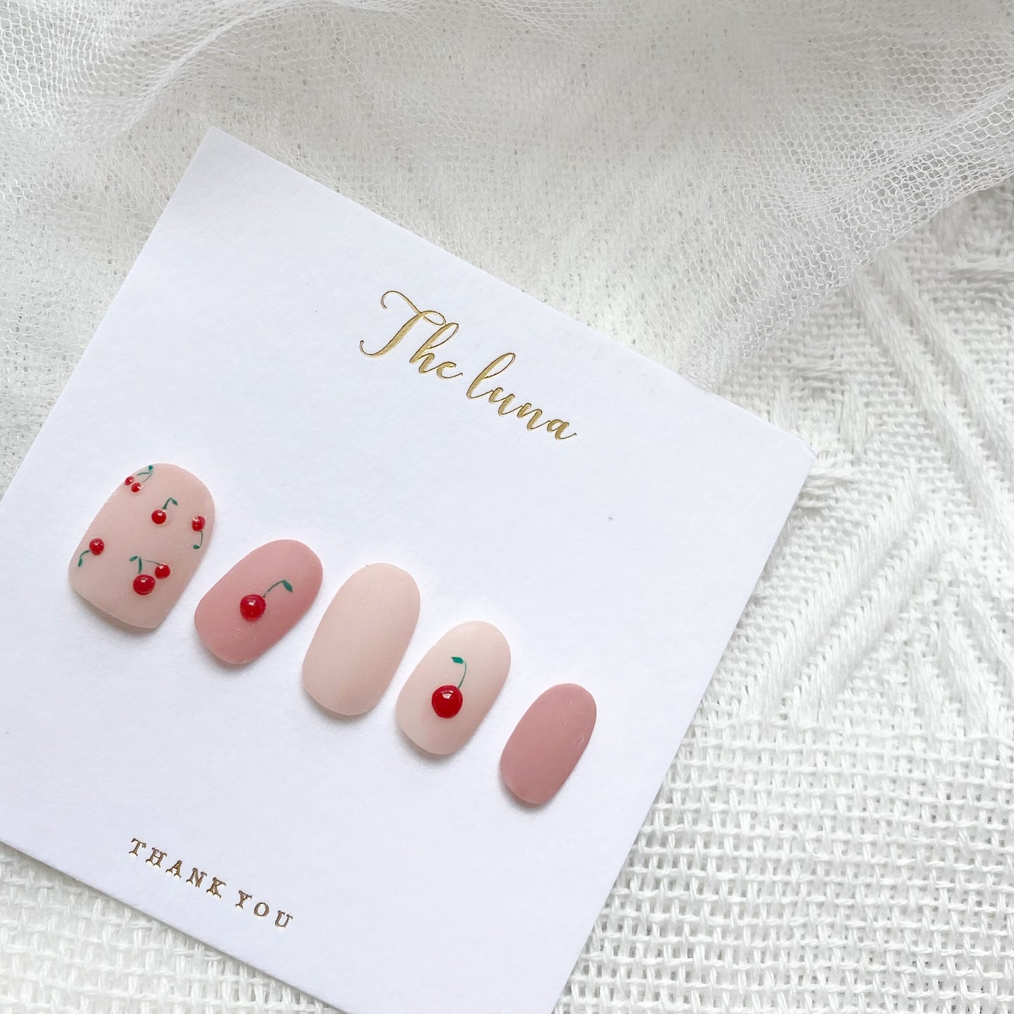 霧面手繪3D車厘子甲片（可重用）